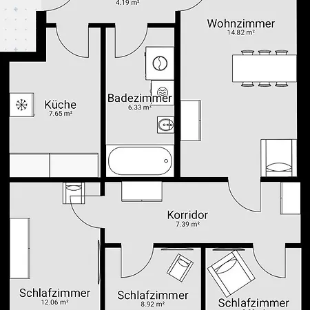 3 Bedrooms - 72sqm - 15 Min. Center